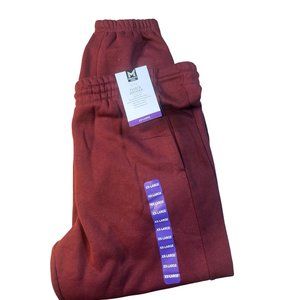Mens Xx-Large Maroon Fleece Jogger Pants With Elastic Waist & Pockets
